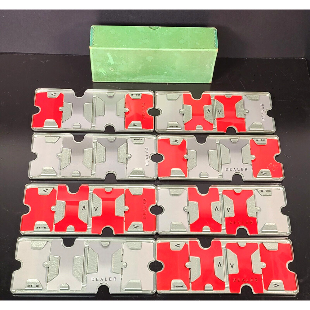 Vintage Foxcraft Metal Bridge Playing Deck Card Holders, 8 Plates